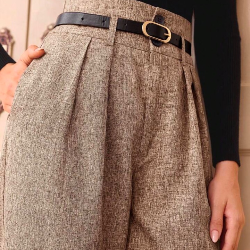 High waisted brown pants with belt size small